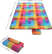 Tenda da picnic 195 x 150 cm - Grande deken per camping, giardino, spiaggia - Imbottito e lavabile in lavatrice - Ripiegabile - Quadrati colorati