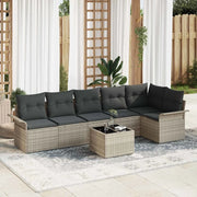 Set Divano da Giardino 7 pcs Grigio chiaro polyrattan