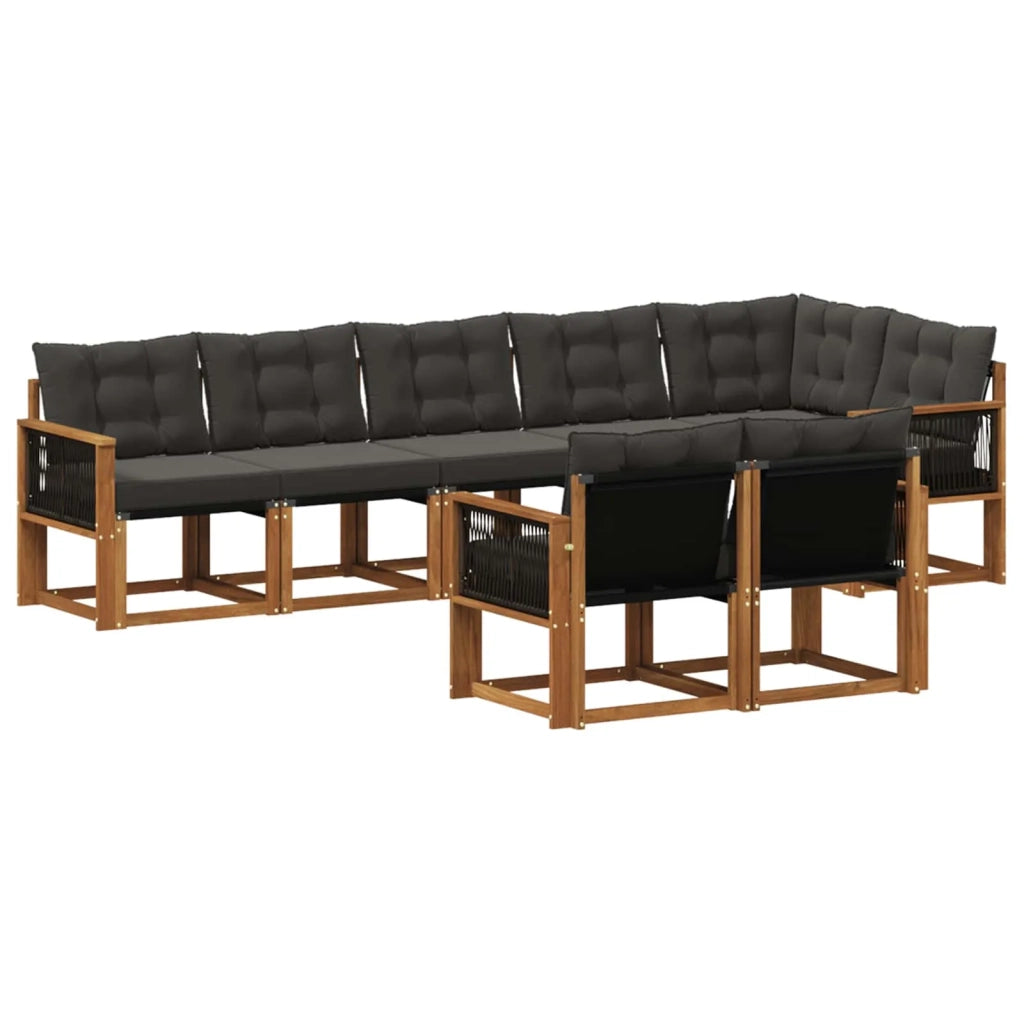 Set di divani da esterno 8 pz Naturale e Nero 3382032