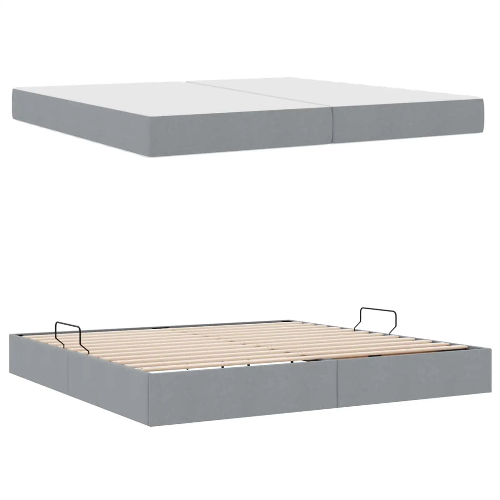 Letto con contenitore e materasso Grigio chiaro 200 x 200 cm