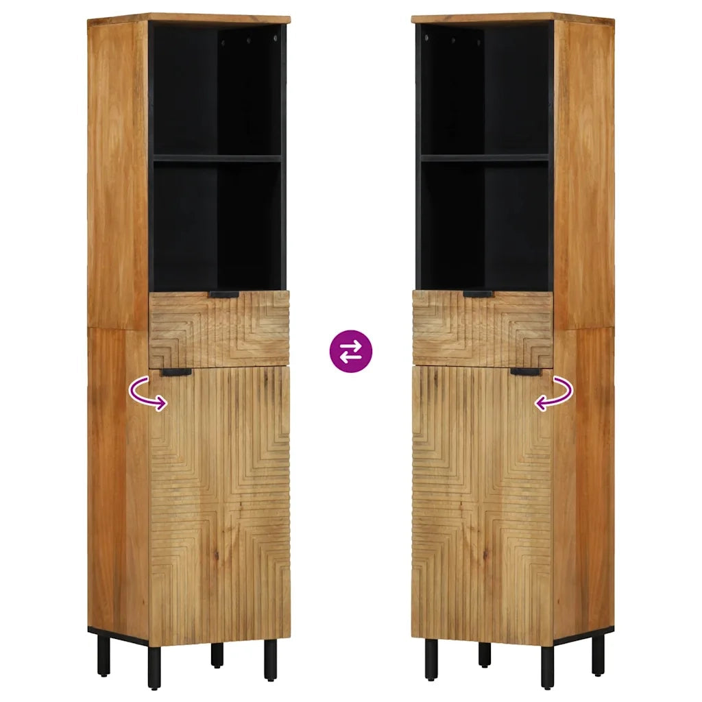 Set Mobili da Bagno 3pz Marrone in Legno Massello di Mango 3310007