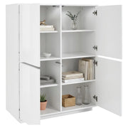 Credenza Ara, Madia da cucina a 4 ante, Buffet da soggiorno, 100% Made in Italy, cm 100x41h126, Bianco lucido