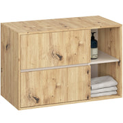 Mobile bagno senza lavabo VAMI sospeso Rovere Artisan, Cashmere 90 cm 2 cassetti 90x45,5x60 cm