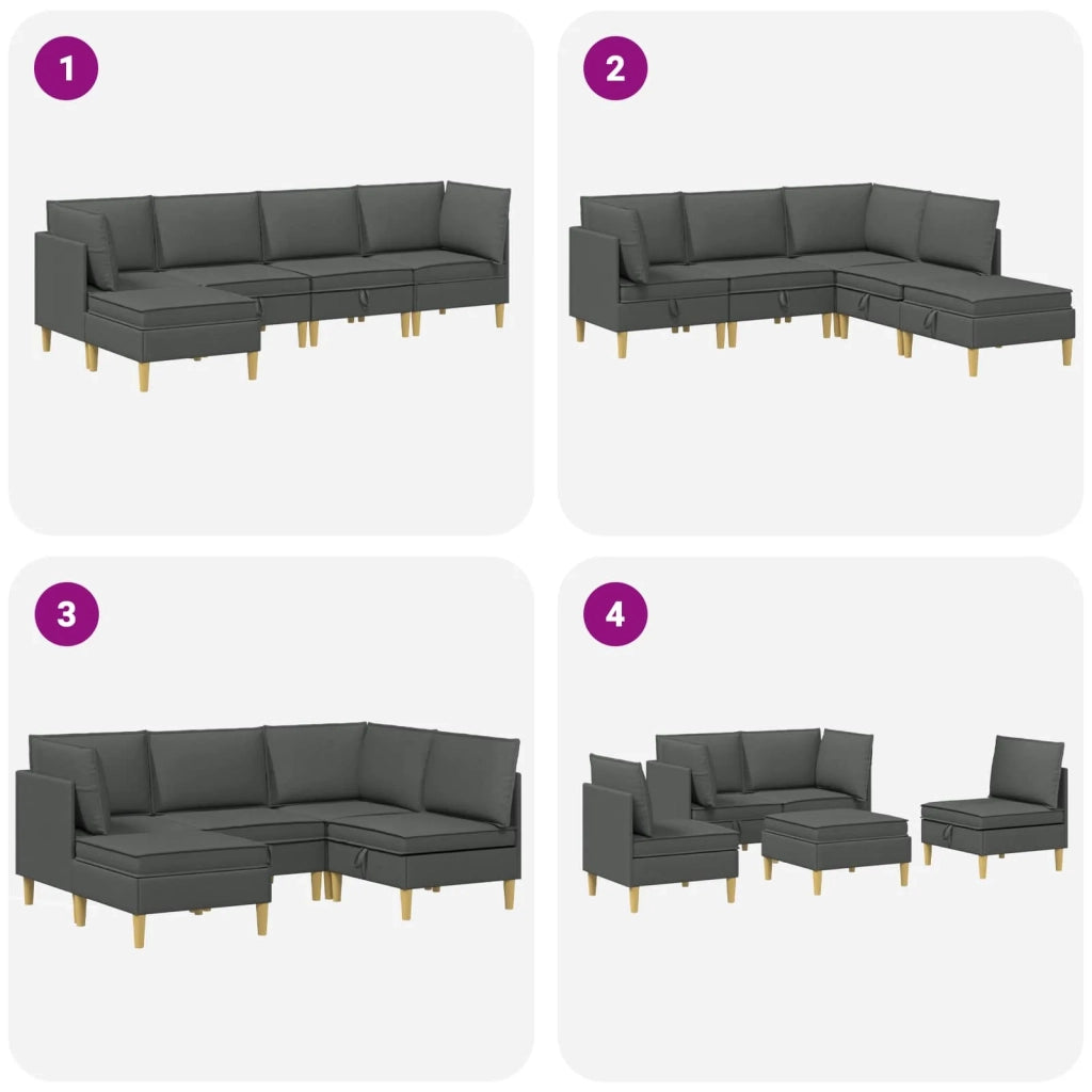 Set di divani modulari con spazio di archiviazione 5 pcs