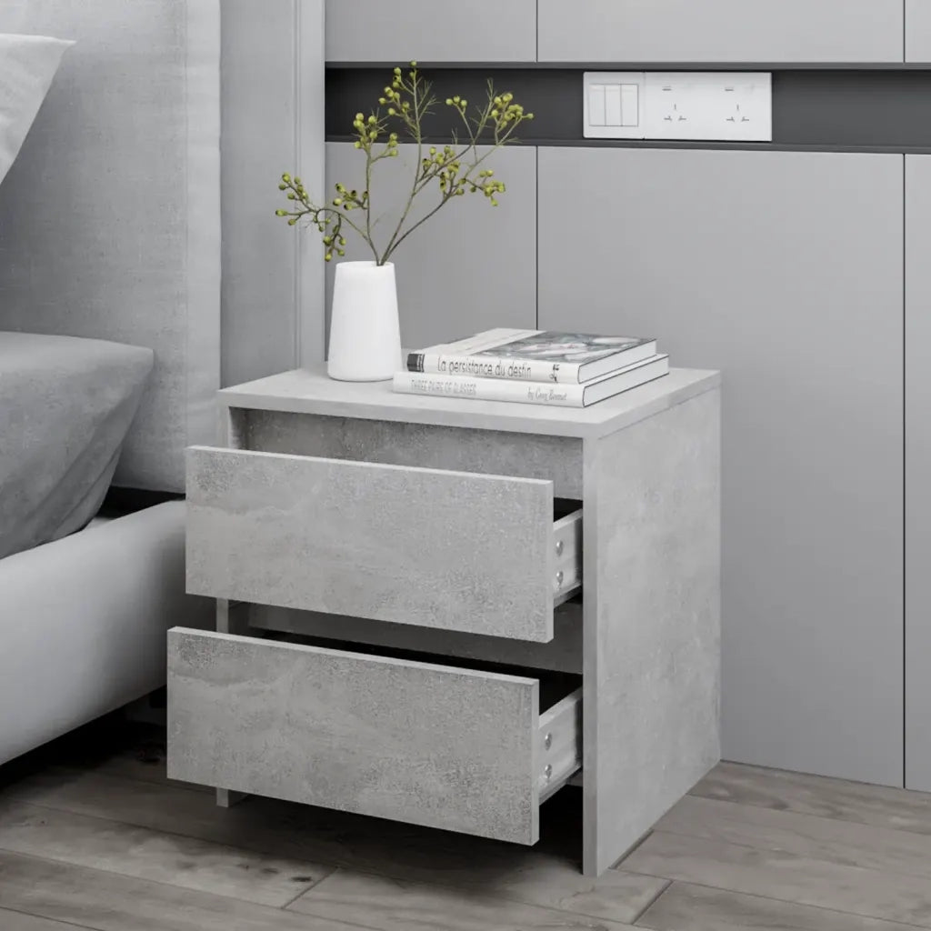 Comodino | Armadio da Notte | Mobiletto da notte Grigio Cemento 45x34,5x44,5 cm in Truciolato