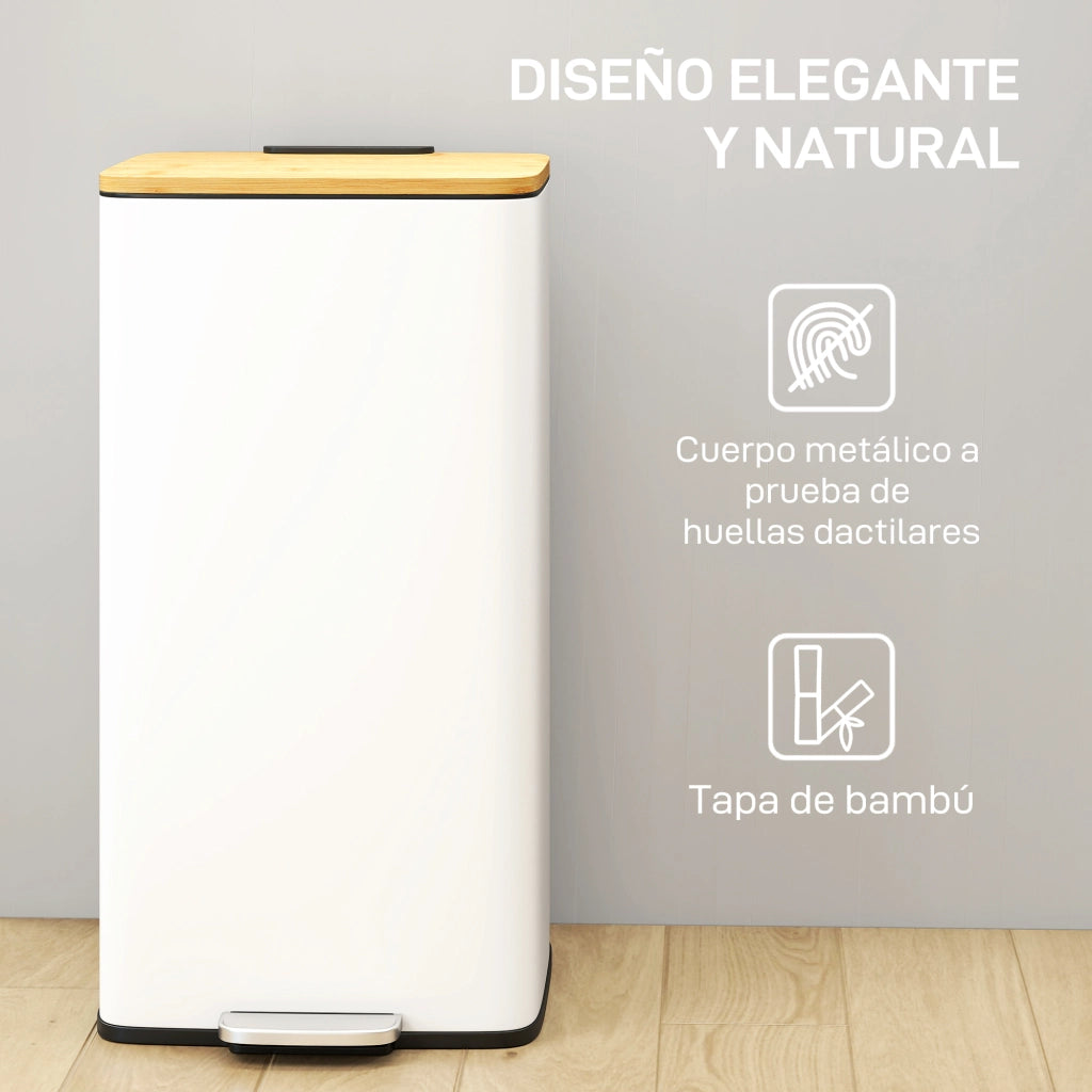 Cubo della spazzatura con pedale 20 litri ¨C zephmum ¨C 29.5x29.5x56.8 cm bianco