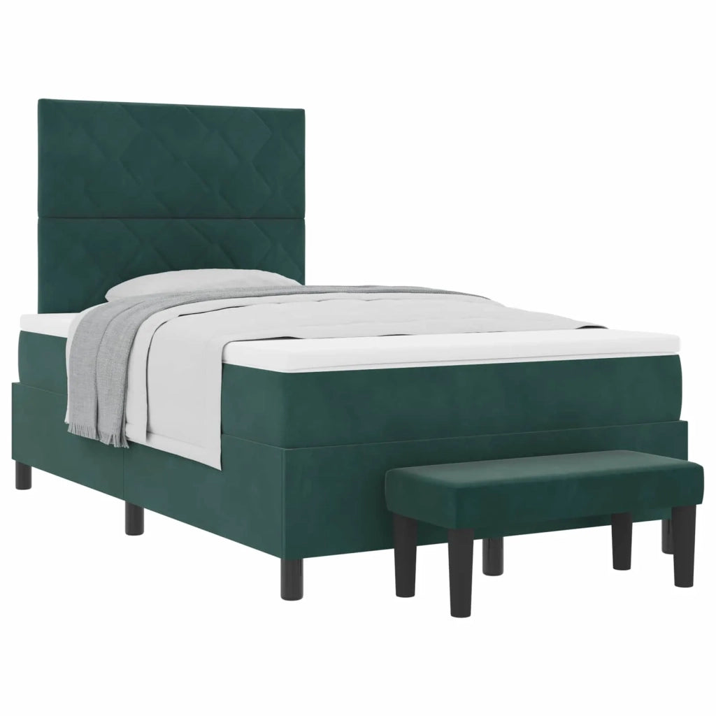 Letto a molle con materasso Verde Scuro 120 x 190 cm Velluto 3344567