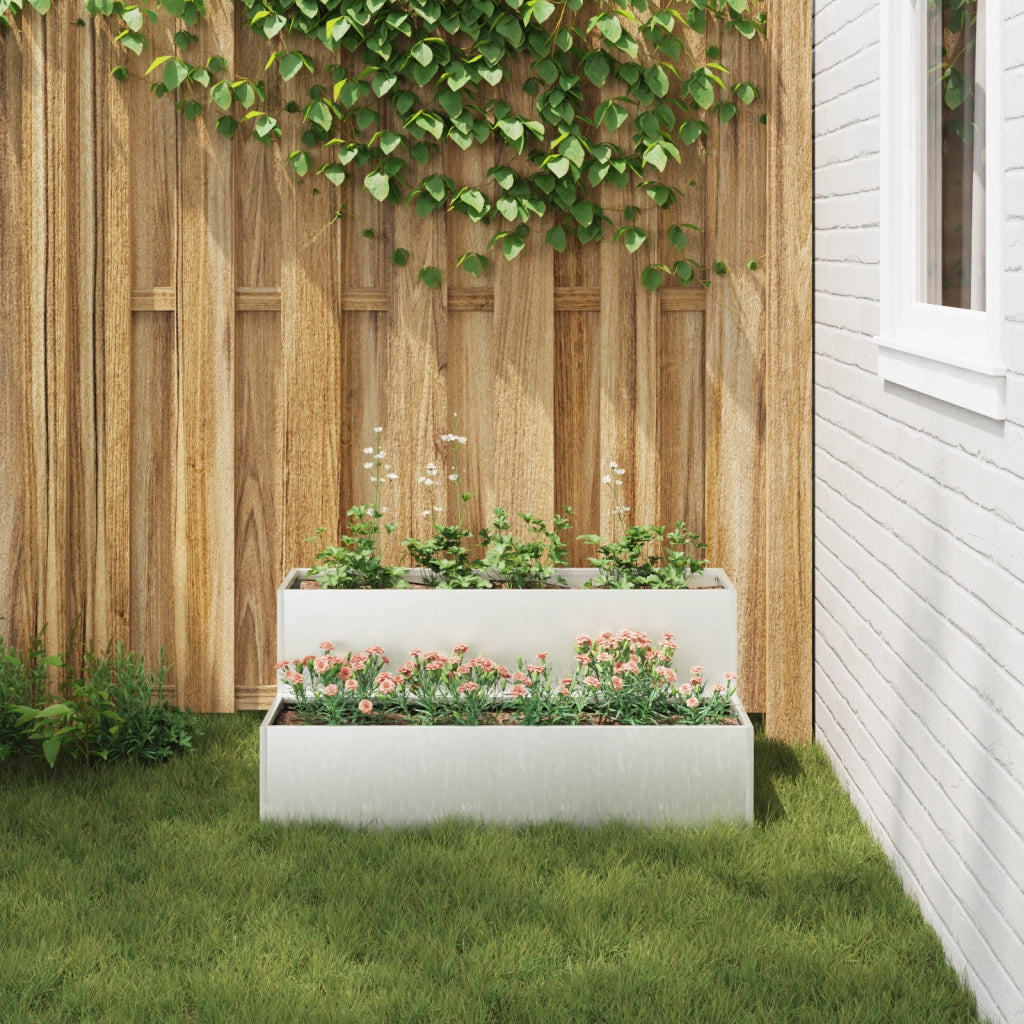 Fioriera da Giardino 2-Tier 100x60x45 cm Acciaio Inossidabile