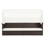 Divano da Giardino con Tettoia-Sofa da Giardino-Divano da esterno in Polyrattan Marrone