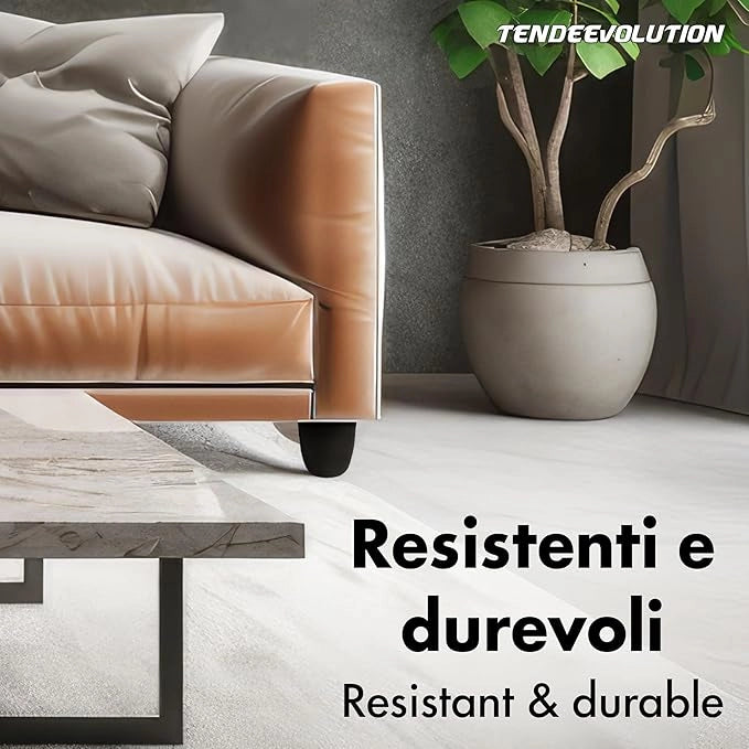 Piedini in Plastica PVC per Mobili | Altezza 2,5cm | Vite M10 | Design Minimal ed Elegante