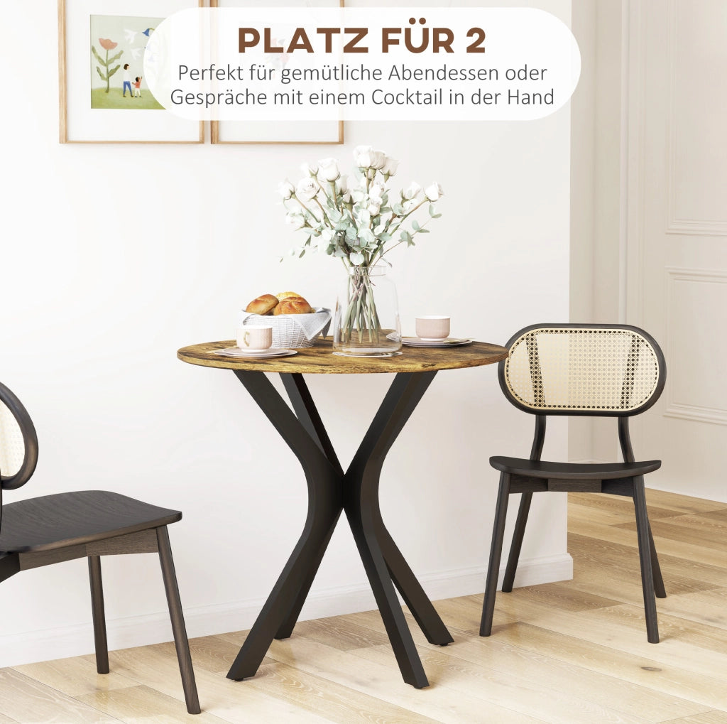 Tavolo rotondo da pranzo Ø78 cm in MDF e acciaio marrone