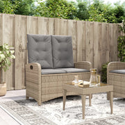 Panca Reclinabile da Giardino con Cuscini-Sgabello-Sedia da esterno Beige in Polyrattan 123515