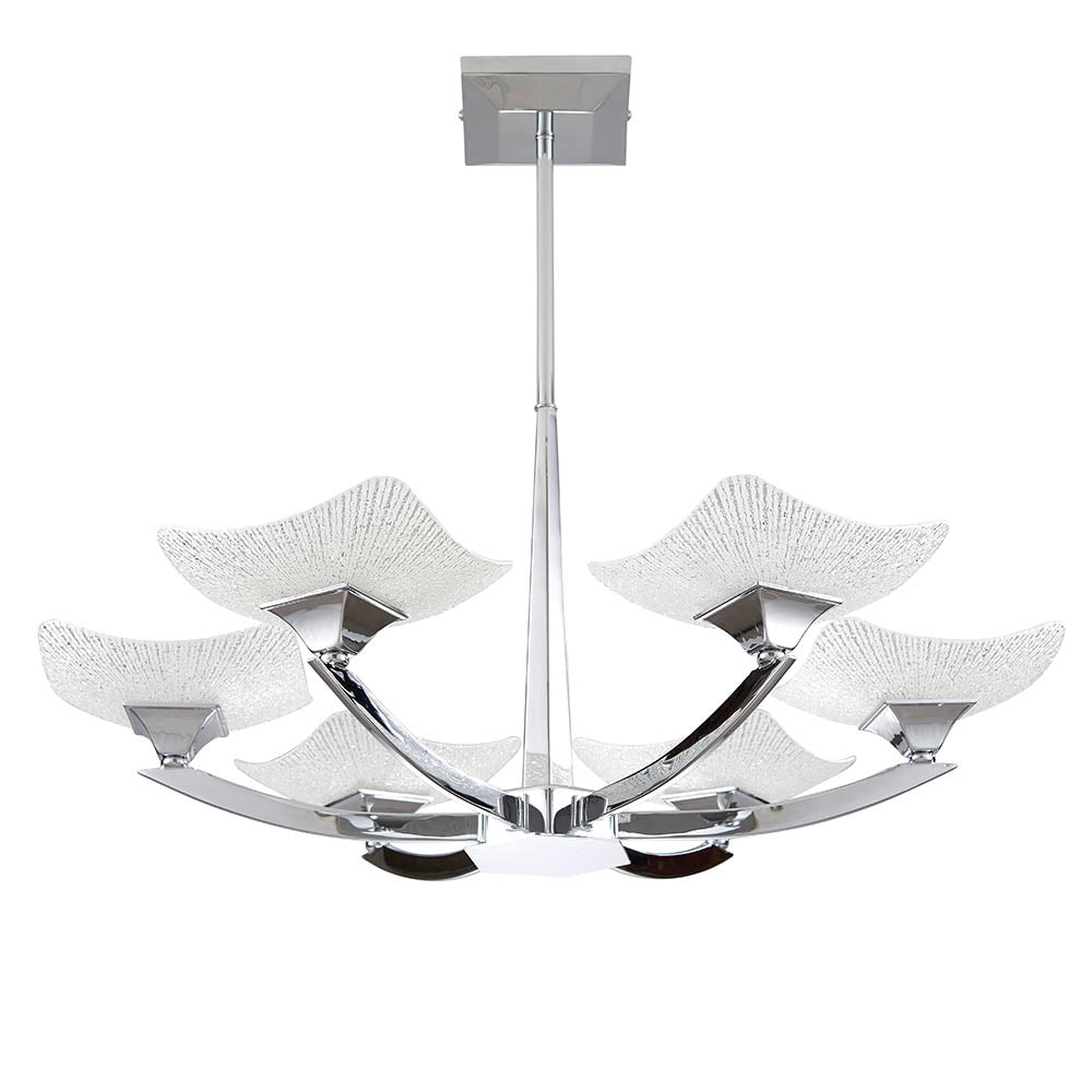 Plafoniera Ayres Endon cromo vetro scavo 6xG9 dimmerabile