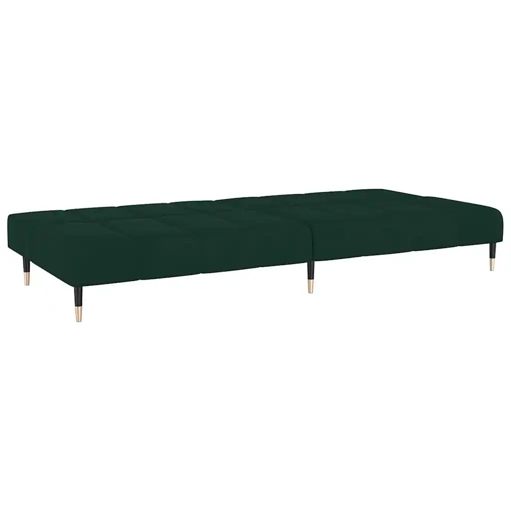 Divano Letto a 2 Posti Verde Scuro in Velluto 375876