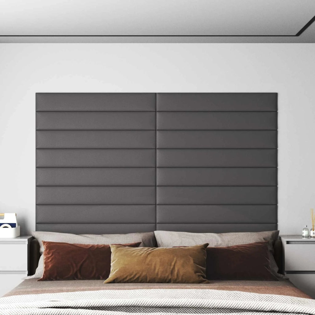 Testiera da Parete 12 pcs Grigio 90 x 15 cm Tessuto 42020541