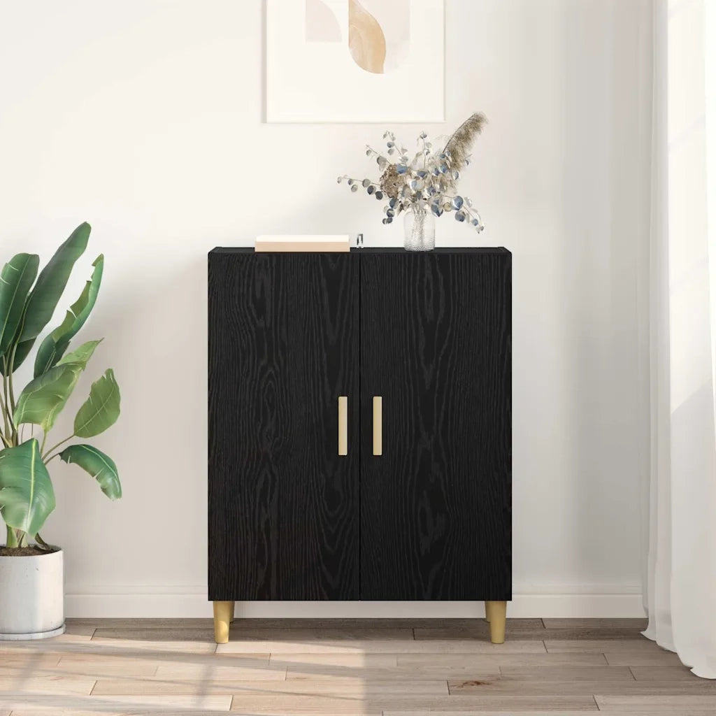 Credenza | Madia | Buffet da pranzo | Armadio da pranzo Rovere Nero 70 x 34 x 90 cm Legno multistrato