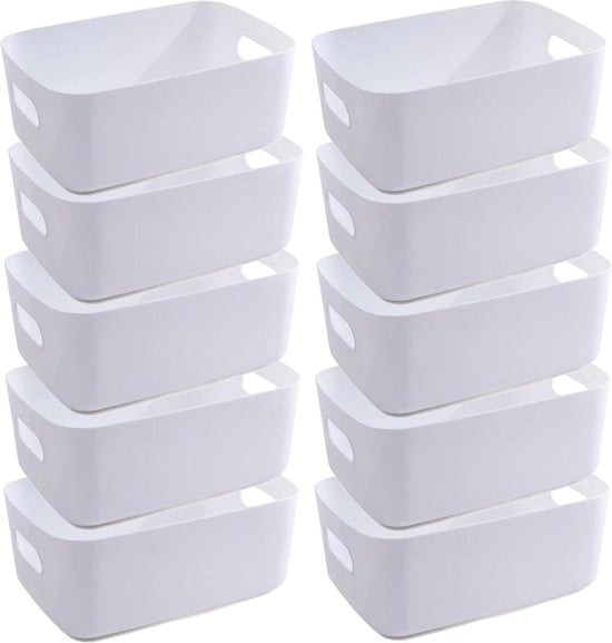 Set di archiviazione multifunzionale per ufficio e cucina - 10 pezzi - Bianco - 30x20x12 cm