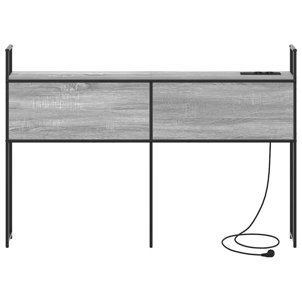 Testiera con Stazione di Carica e Storage-Testiera Multifunzionale-Testata Grigio sonoma 135 cm