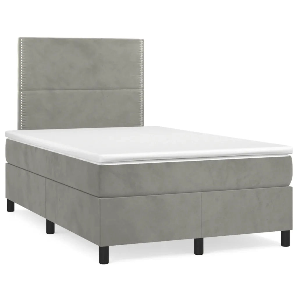 Giroletto a Molle con Materasso Grigio Chiaro 120x190cm Velluto 3269989