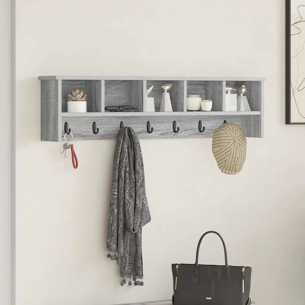 vidaXL Appendiabiti a muro Grigio sonoma 100 x 16 x 26 cm
