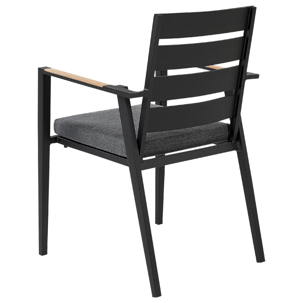 Set di 6 sedie da giardino in metallo nero grigio chiaro con schienale in legno set di 6 sedie da pranzo moderne