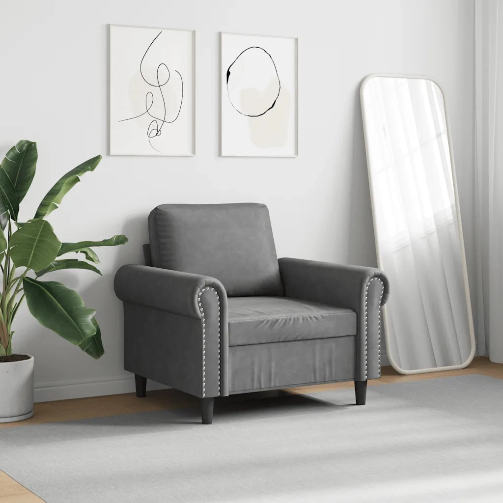 Poltrona-Divano Sedia-Poltroncina Grigio Scuro 60 cm Velluto 493038
