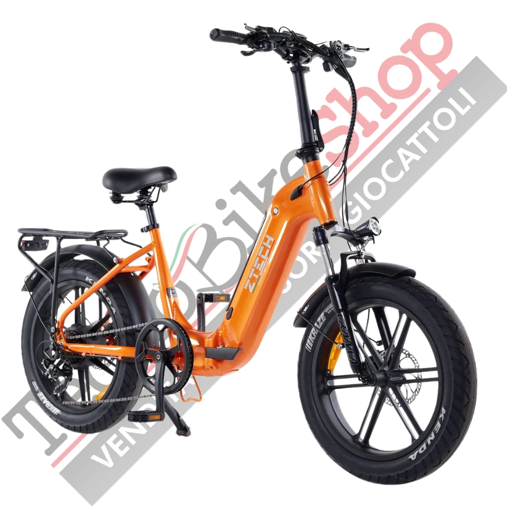 Bicicletta Elettrica Z-Tech ZT-89-K KRONOS 250/500W 48V13Ah Batteria Litio-Arancione