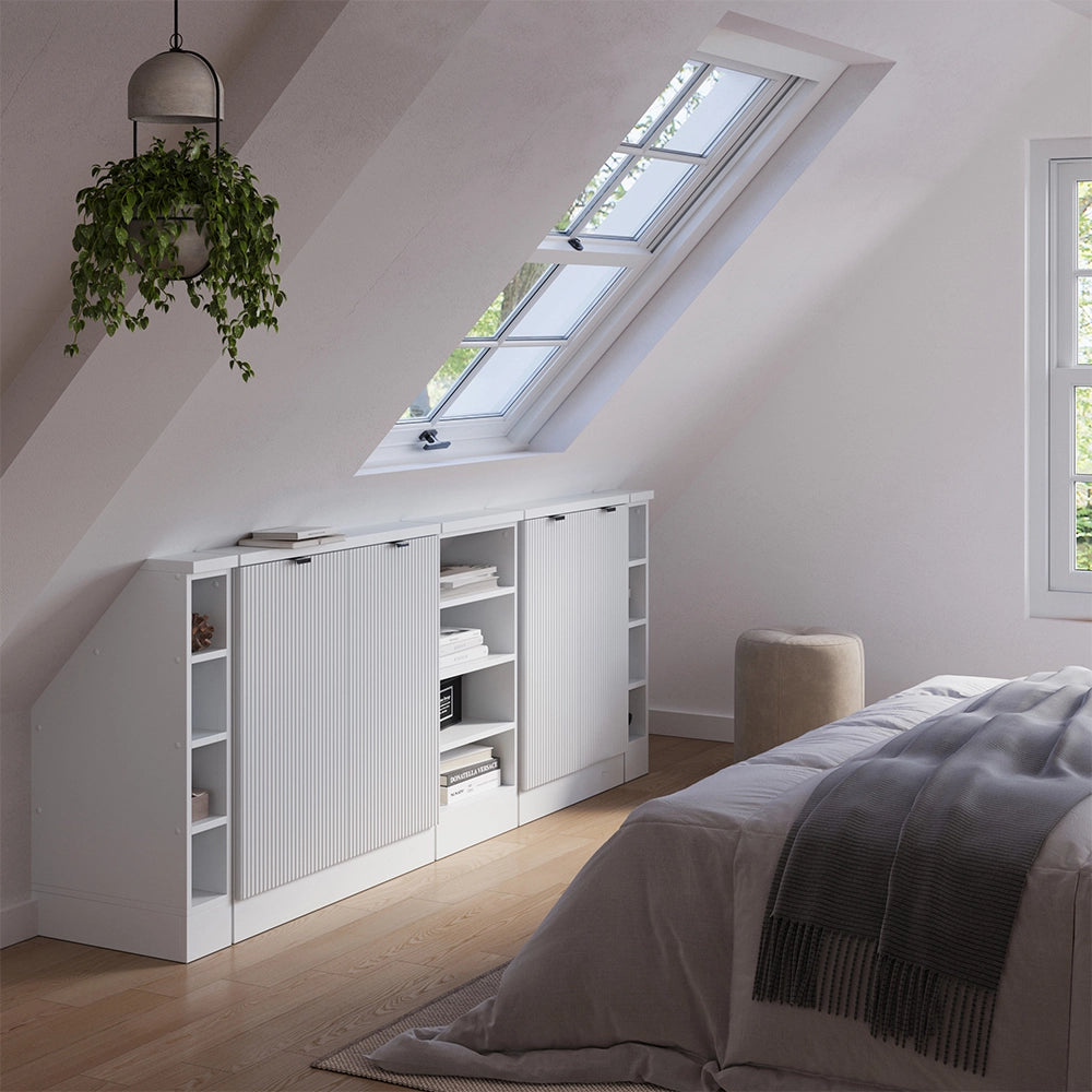 Set di mobili sottotetto Rion Ondulazione bianca/Bianco 210 cm Set di 5 Vicco