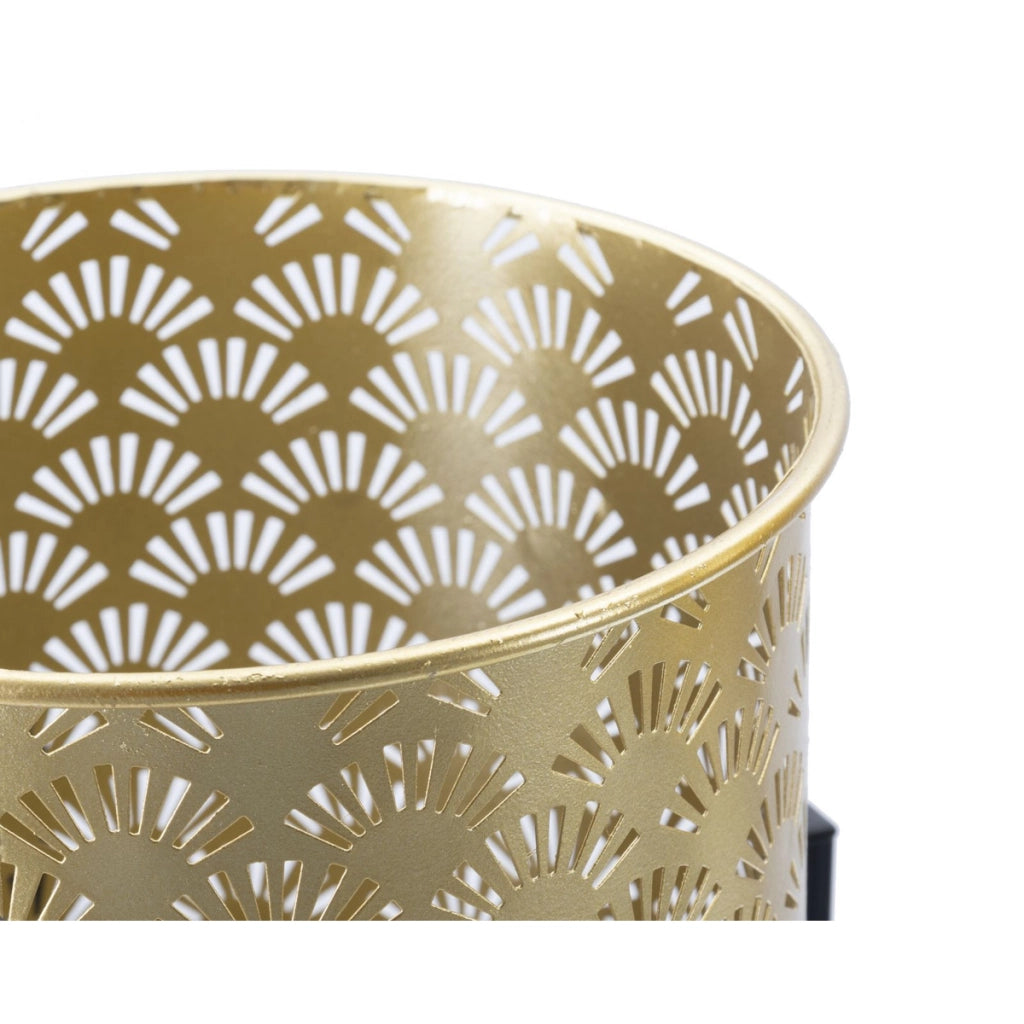Set di 2 Vasi per Piante VKH400, Oro, Metallo, 21x21x38 cm