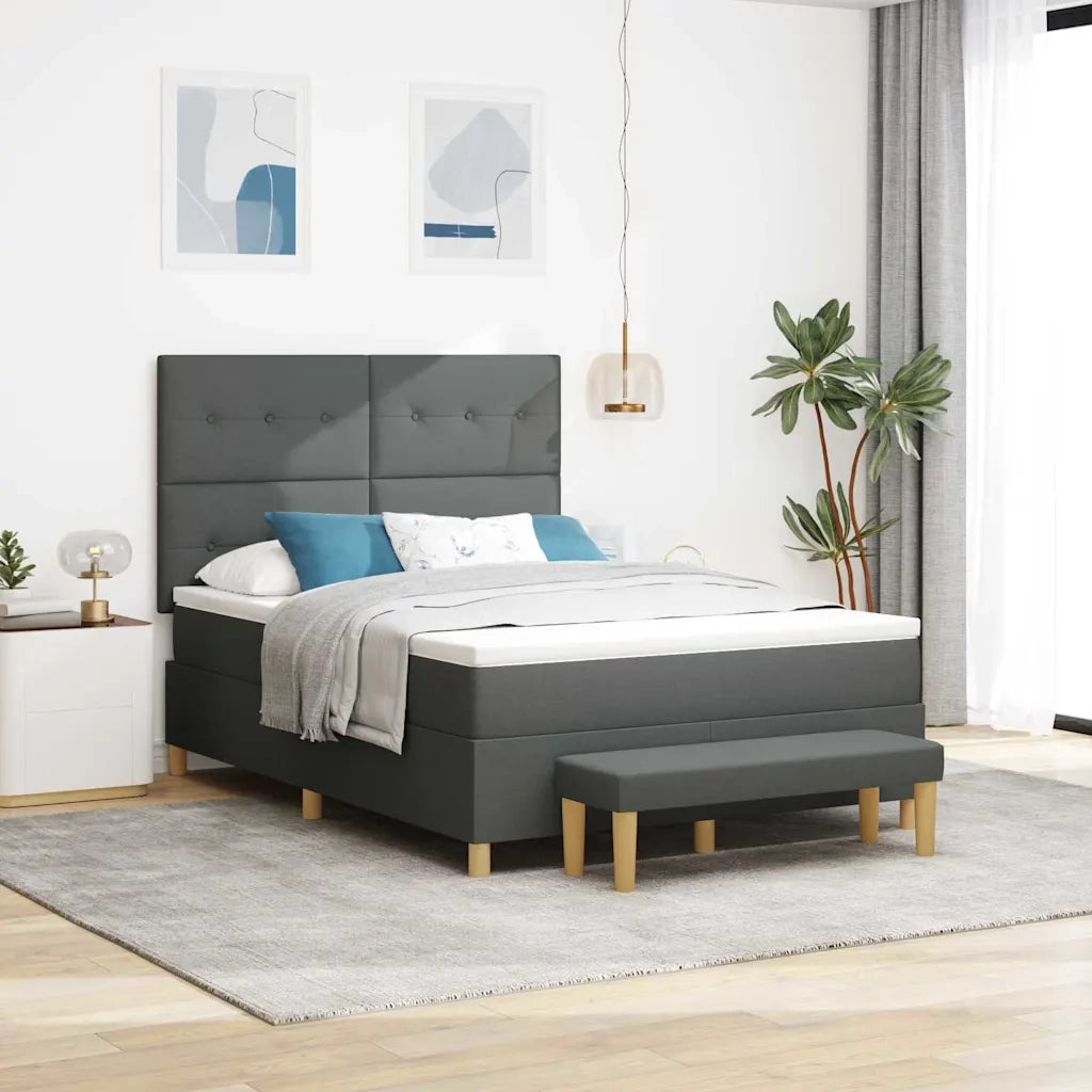 Letto a molle con testiera Grigio scuro 190 x 140 cm Tessuto 3344297
