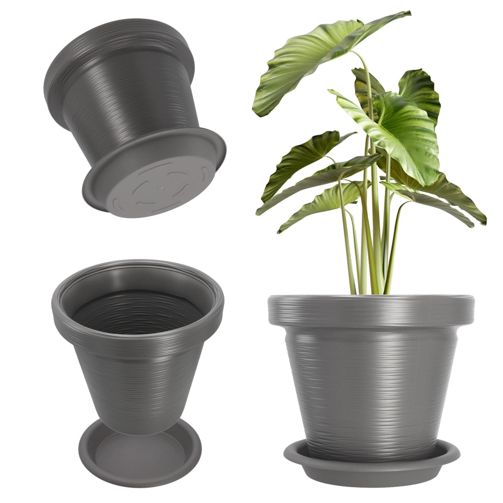 Vaso da giardino KADAX per fiori, con coperchio e supporto, grande, grigio, 46 cm