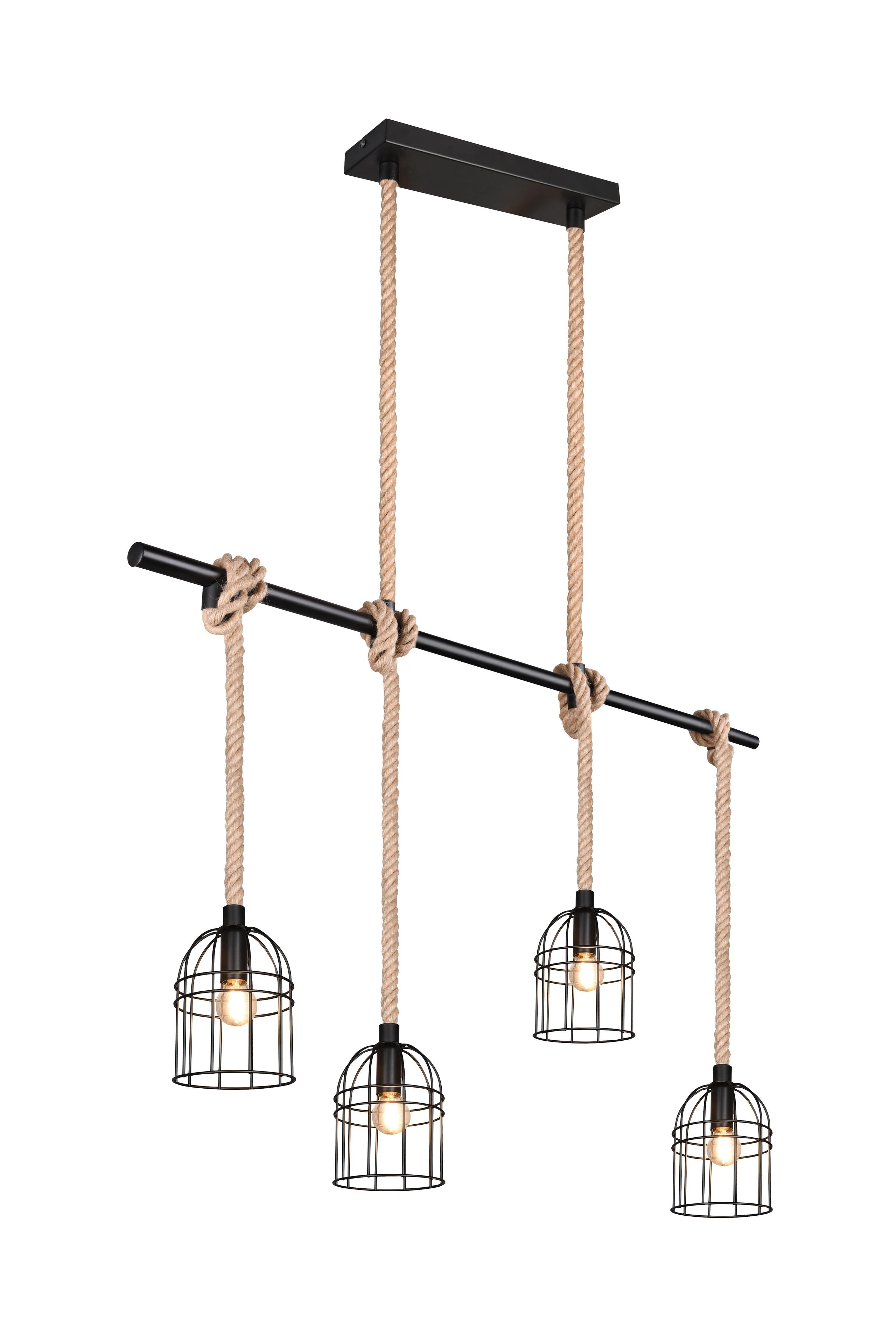 Lampada a Sospensione da Interno   in Metallo Nero Opaco