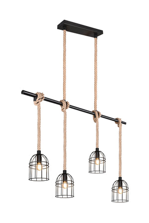 Lampada a Sospensione da Interno   in Metallo Nero Opaco