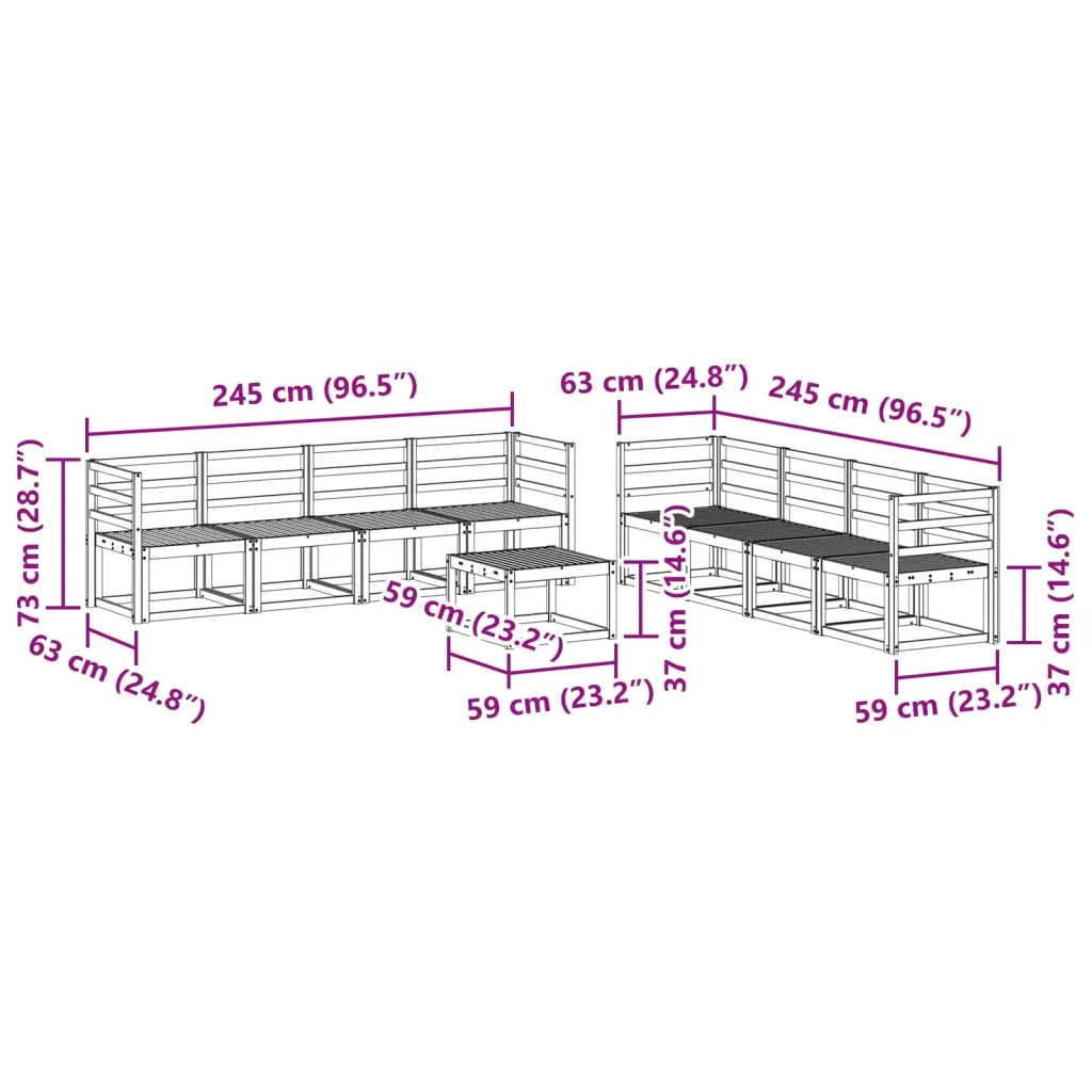 Set di divani da esterno 9 pcs Bianco 59 x 59 x 37 cm 3387403