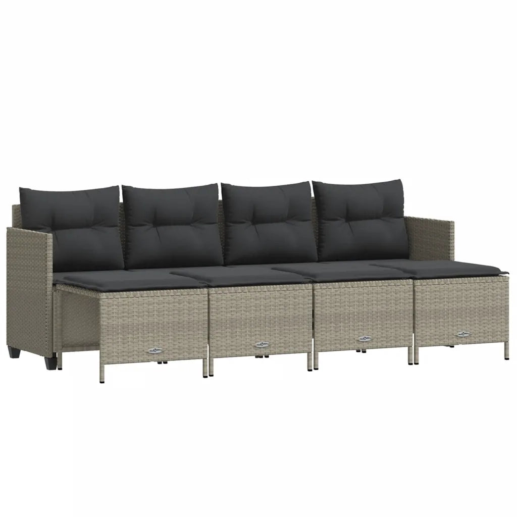 Set Divano da Giardino 5pz con Cuscini Grigio Chiaro Polyrattan 3261538