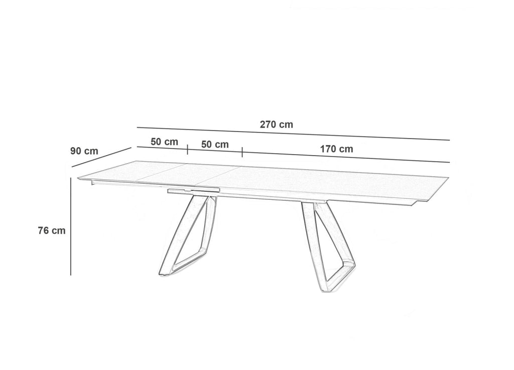 Tavolo Allungabile Barret 170/270x90 cm in HPL su MDF, Struttura con Gambe in Alluminio Bianco e Top Ruggine - Arredo Moderno