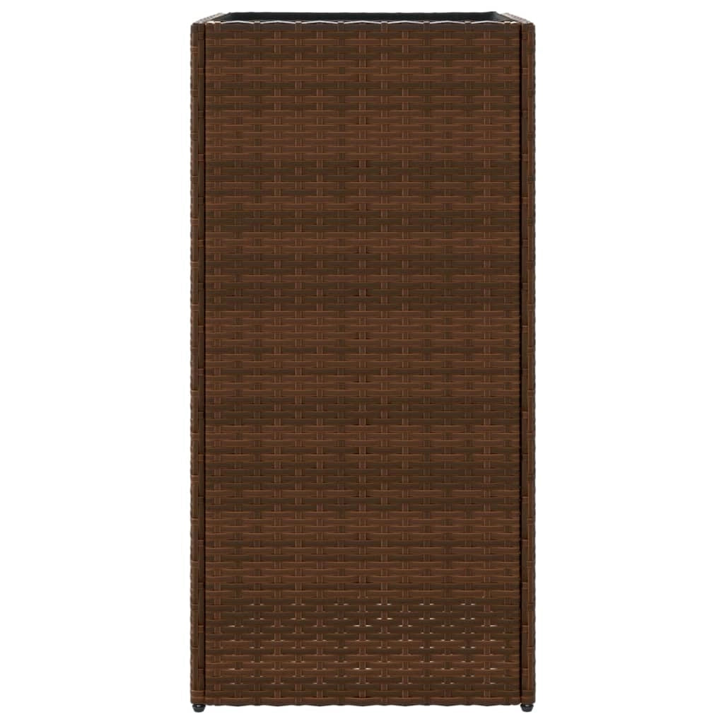 Fioriera rialzata per piante e fiori terrazza/giardino 40 x 40 x 80 cm resina intrecciata marrone 02_0037587