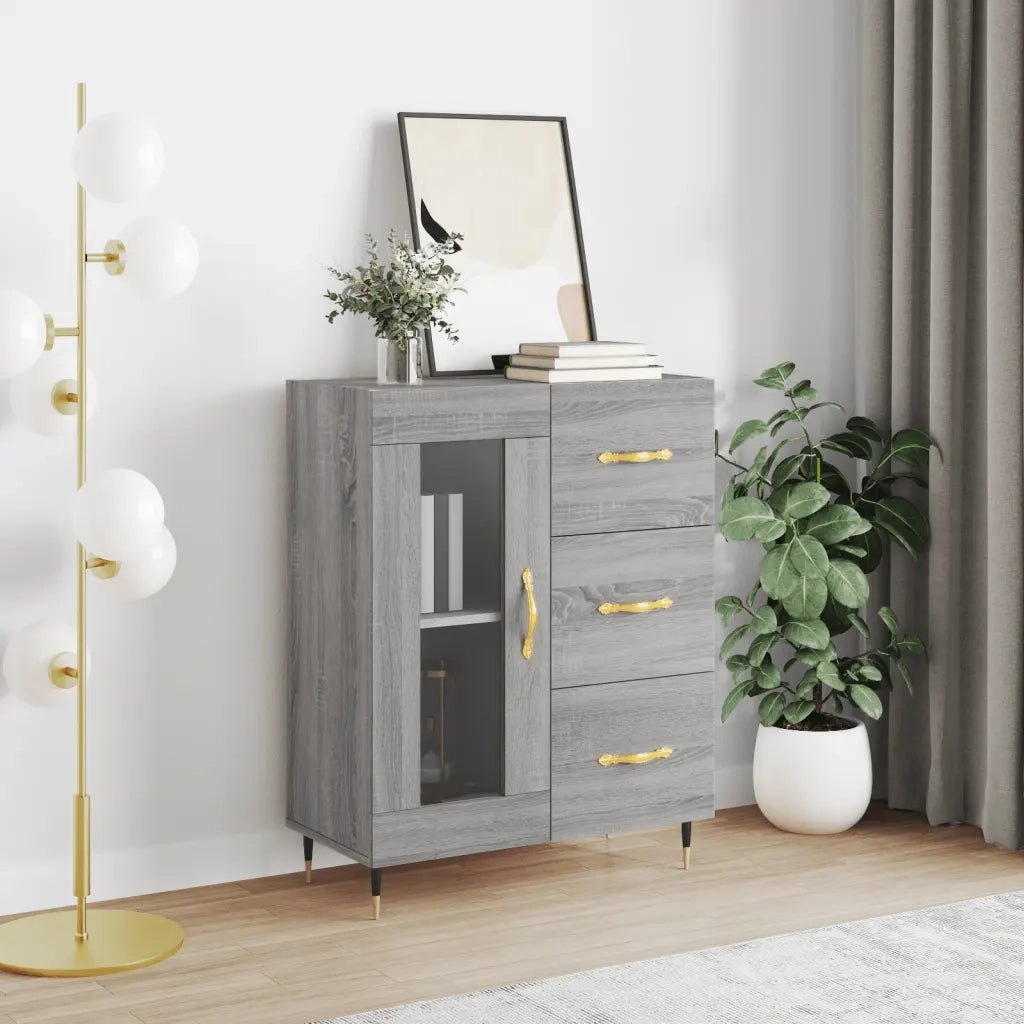 Credenza Grigio Sonoma 69,5x34x90 cm in Legno Multistrato