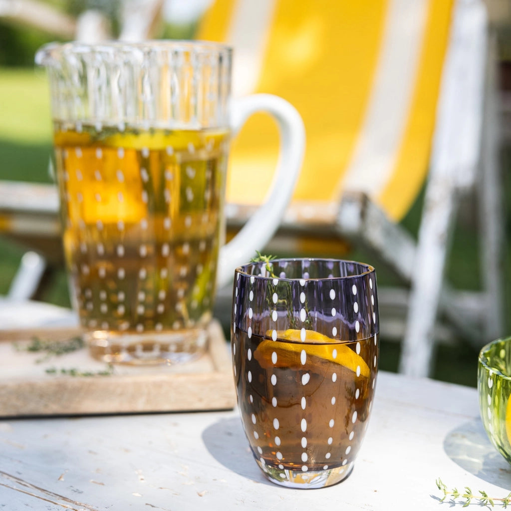 Federico de Majo Caraffa collezione Perle in vetro trasparente lavorato a mano artigianale design elegante per la tavola Made in Italy unica