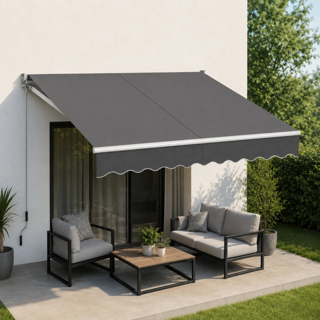 Tenda Ombreggiante Con Sistema A Manovella E Inclinazione Regolabile Struttura In Alluminio Resistente Per Balcone Terrazza Veranda Giardino Design Moderno 295 x 250 Cm Grigio Scuro