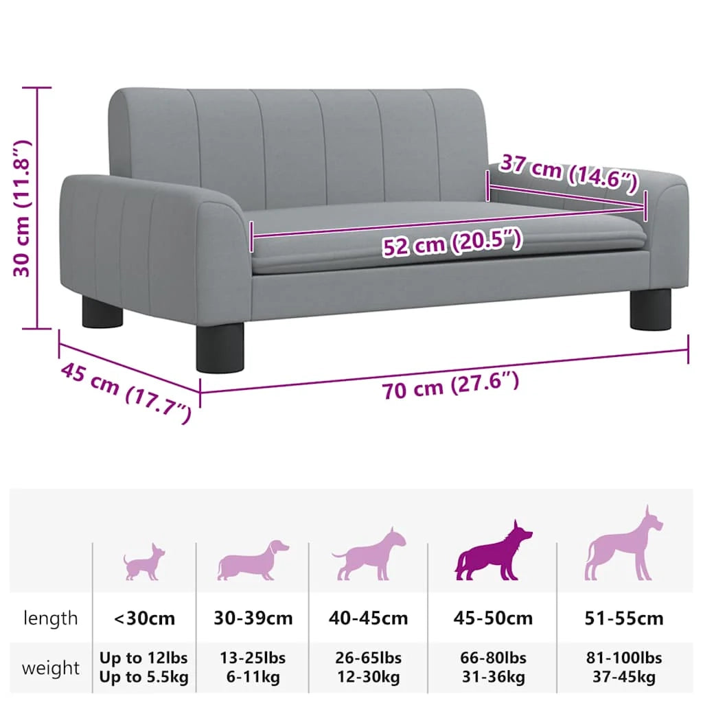 Cuccia per cani comoda cesta da divano colore chiaro 70 x 45 x 30 cm tessuto grigio 02_0043108