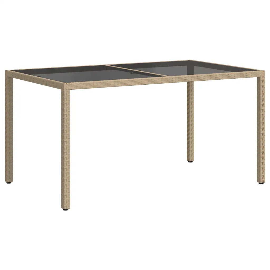 Tavolo Giardino 150x90x75cm Vetro Temperato Polyrattan Beige cod mxl 34273