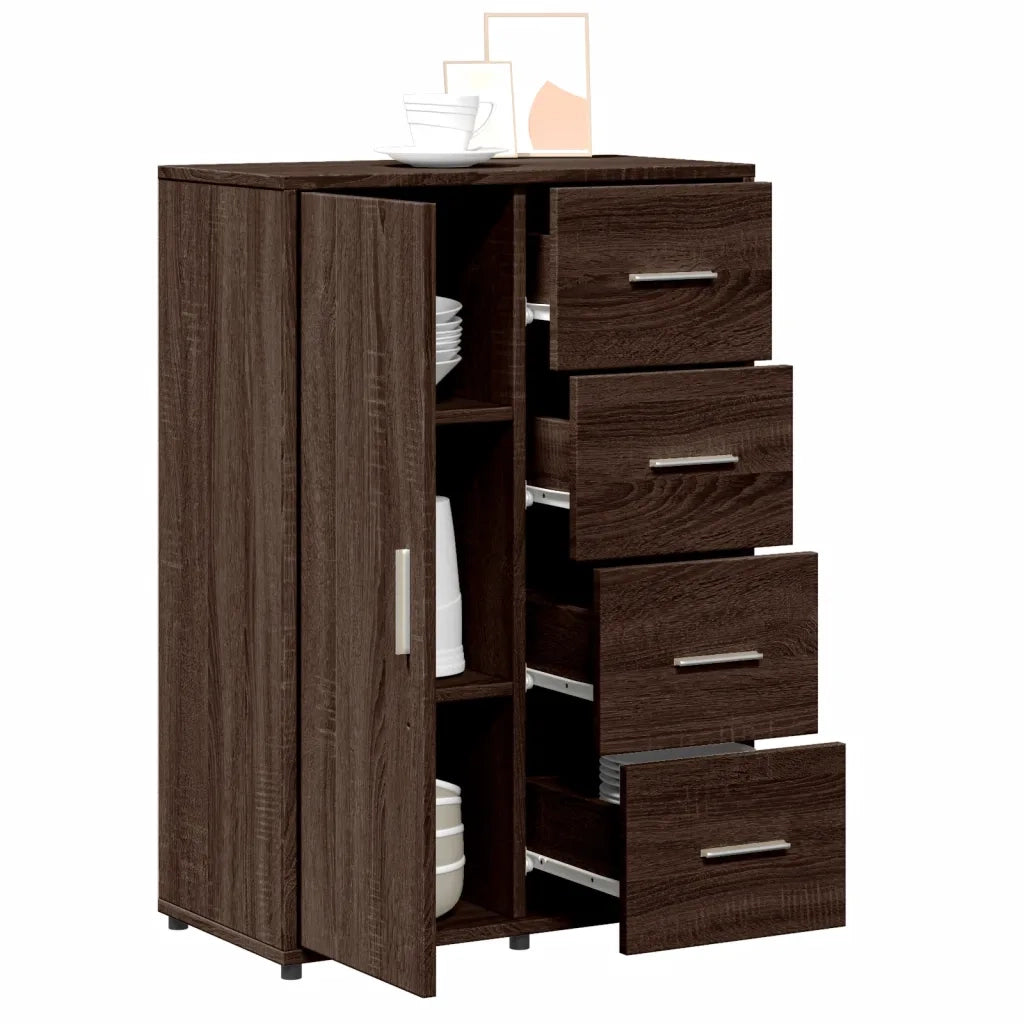 Credenza Rovere Marrone 60x31x84 cm in Legno Multistrato 840512