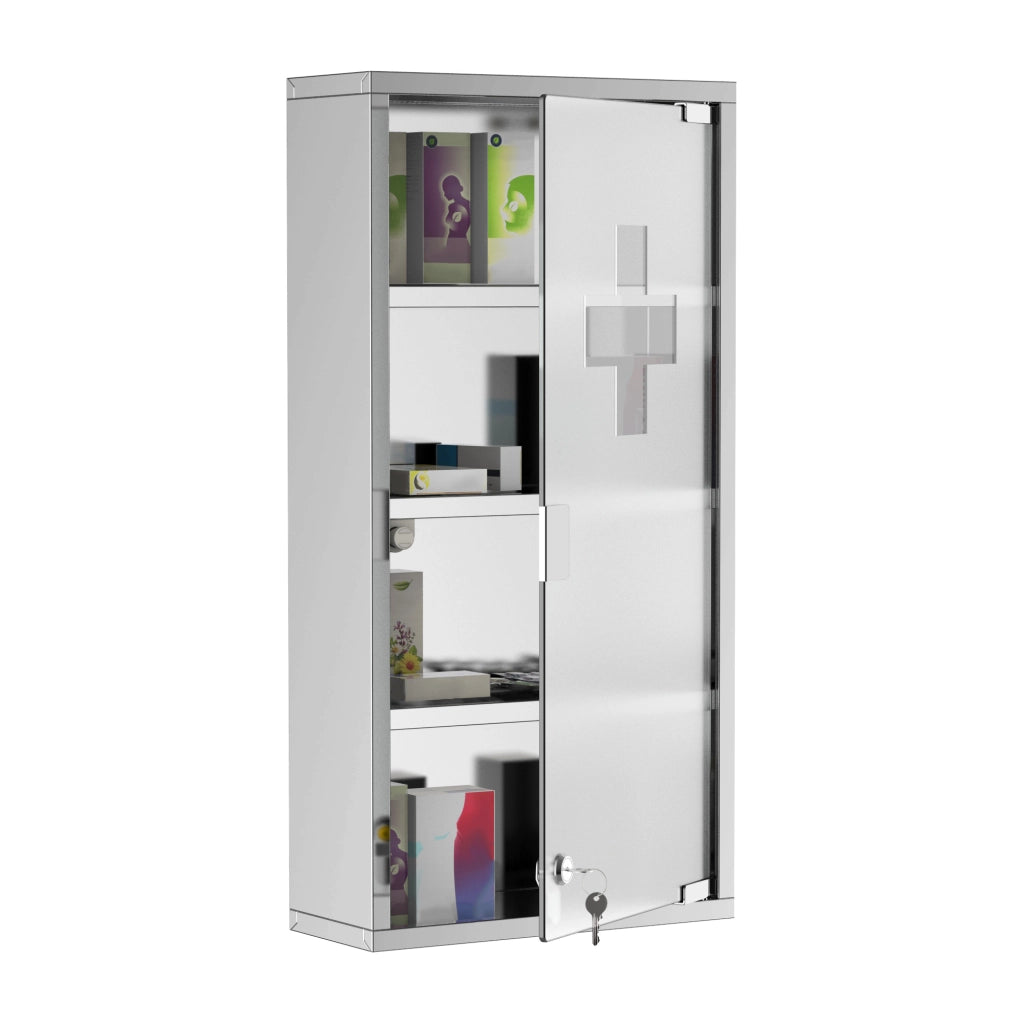 ARMADIO MEDICINALI 30x12x60 cm Acciaio Argento con serratura