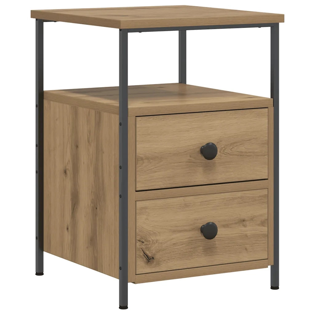 Comodini 2pz-Set di 2 Tavolino da notte Rovere Artigianale 34x35,5x50 cm Legno Multistrato