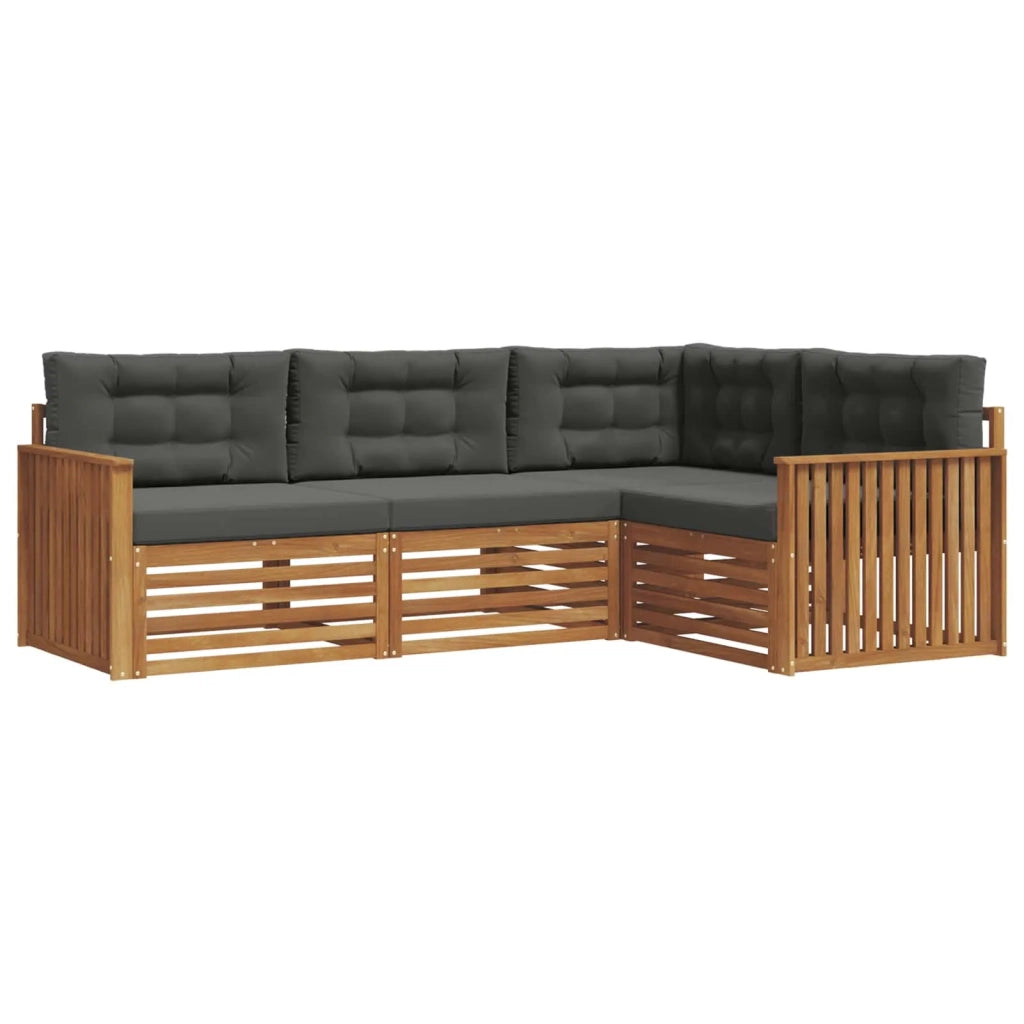 Set di divani da esterno con cuscino 4 pcs Naturale e Antracite 3373377