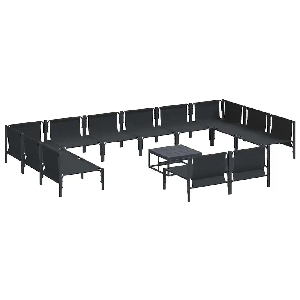 Set Divano da Giardino con cuscino 13 pcs Nero Acciaio 3379021