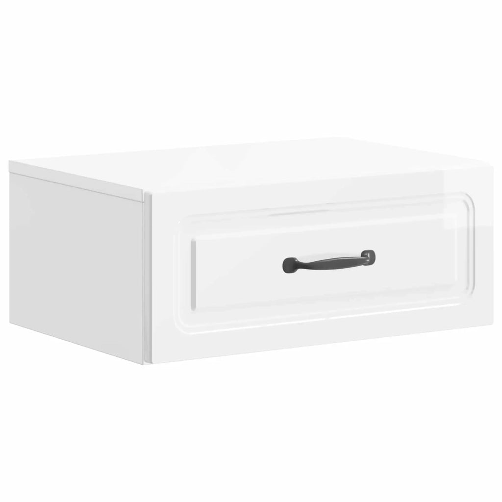 Mobiletto da notte a muro Bianco Lucido 49 x 34,5 x 20 cm 899303