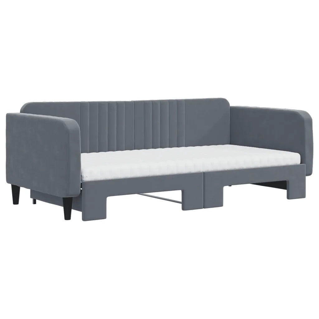 Divano Letto Estraibile Materassi Grigio Scuro 100x200 Velluto 3197095