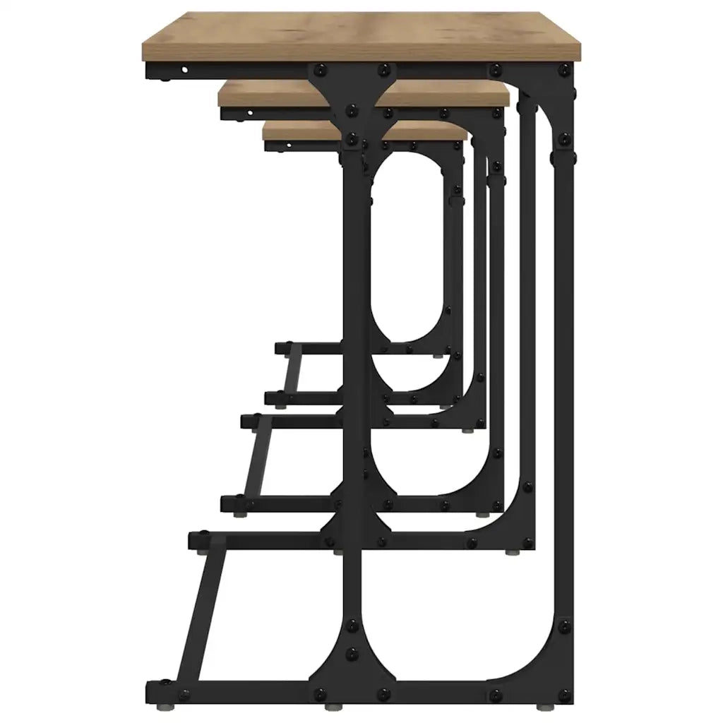 3 pz Tavolo da salotto | Tavolino da caff¨¨ | Tavolino da Soggiorno nesting rovere artigianale